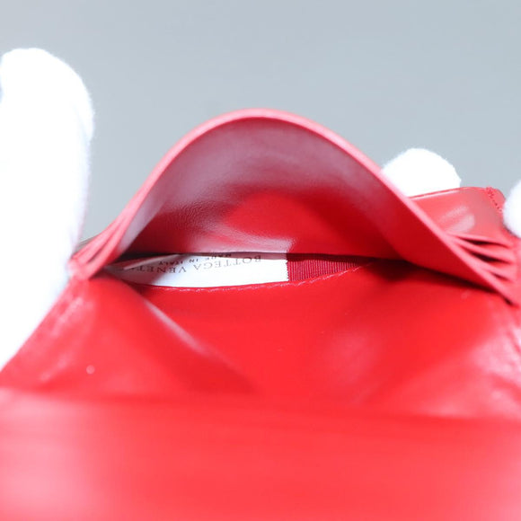 BOTTEGA VENETA INTRECCIATO Bifold Wallet Leather Red Auth bs28002