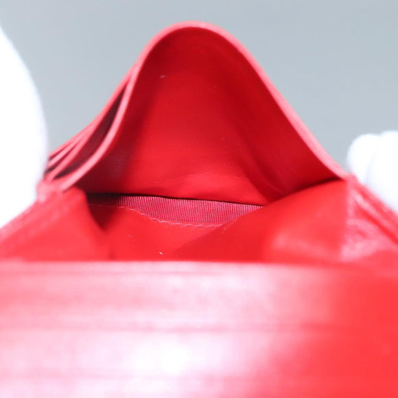 BOTTEGA VENETA INTRECCIATO Bifold Wallet Leather Red Auth bs28002