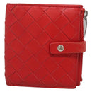 BOTTEGA VENETA INTRECCIATO Bifold Wallet Leather Red Auth bs28002-13