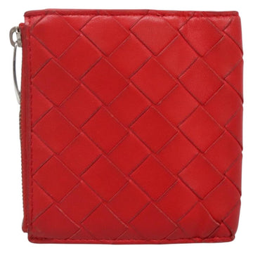 BOTTEGA VENETA INTRECCIATO Bifold Wallet Leather Red Auth bs28002 - 0
