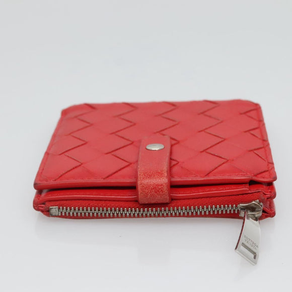 BOTTEGA VENETA INTRECCIATO Bifold Wallet Leather Red Auth bs28002