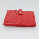 BOTTEGA VENETA INTRECCIATO Bifold Wallet Leather Red Auth bs28002-4
