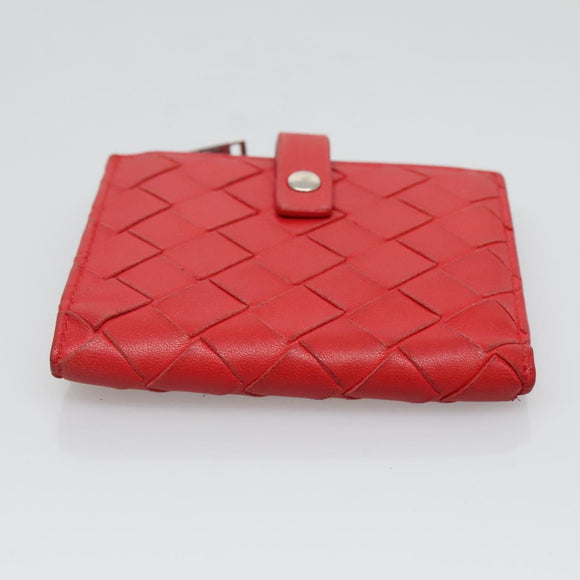 BOTTEGA VENETA INTRECCIATO Bifold Wallet Leather Red Auth bs28002