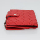 BOTTEGA VENETA INTRECCIATO Bifold Wallet Leather Red Auth bs28002-5
