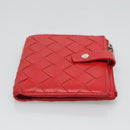 BOTTEGA VENETA INTRECCIATO Bifold Wallet Leather Red Auth bs28002-6