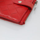 BOTTEGA VENETA INTRECCIATO Bifold Wallet Leather Red Auth bs28002-7