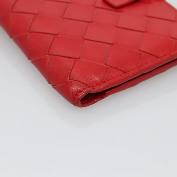 BOTTEGA VENETA INTRECCIATO Bifold Wallet Leather Red Auth bs28002