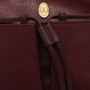 CARTIER Shoulder Bag Leather Bordeaux Gold Auth bs28003-10
