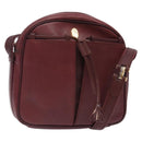 CARTIER Shoulder Bag Leather Bordeaux Gold Auth bs28003-1