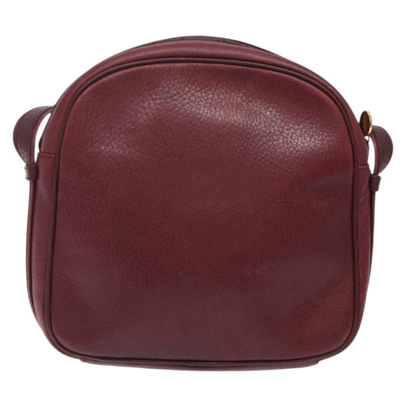 CARTIER Shoulder Bag Leather Bordeaux Gold Auth bs28003