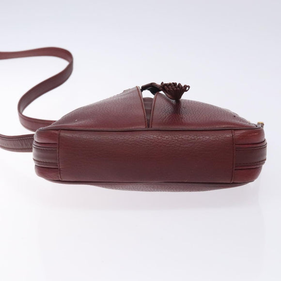 CARTIER Shoulder Bag Leather Bordeaux Gold Auth bs28003