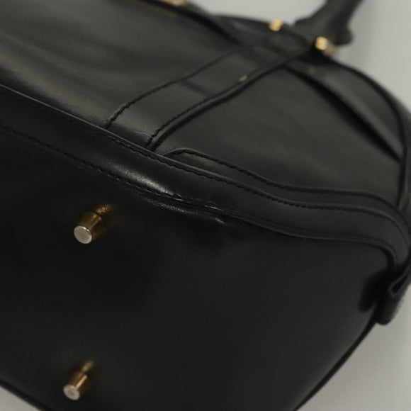 BURBERRY Hand Bag Leather Black Gold Auth bs28007