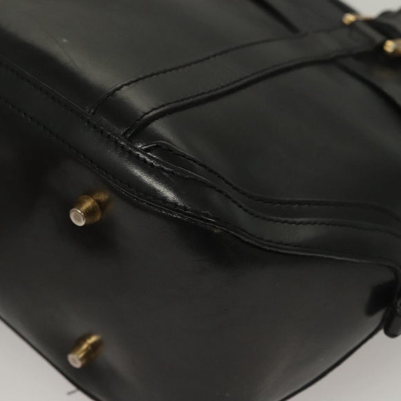 BURBERRY Hand Bag Leather Black Gold Auth bs28007