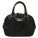 BURBERRY Hand Bag Leather Black Gold Auth bs28007-2