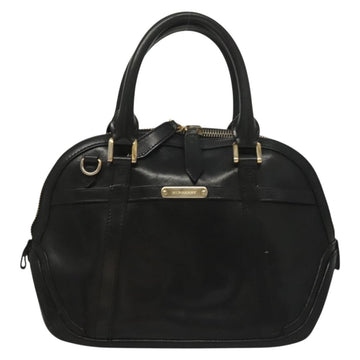 BURBERRY Hand Bag Leather Black Gold Auth bs28007 - 0