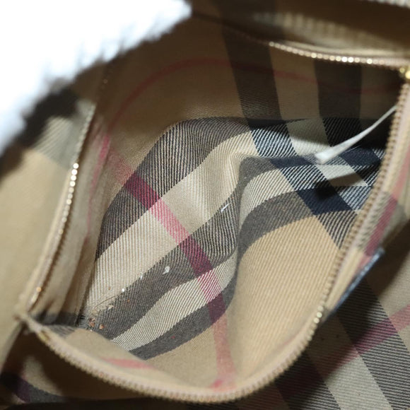 BURBERRY Hand Bag Leather Black Gold Auth bs28007