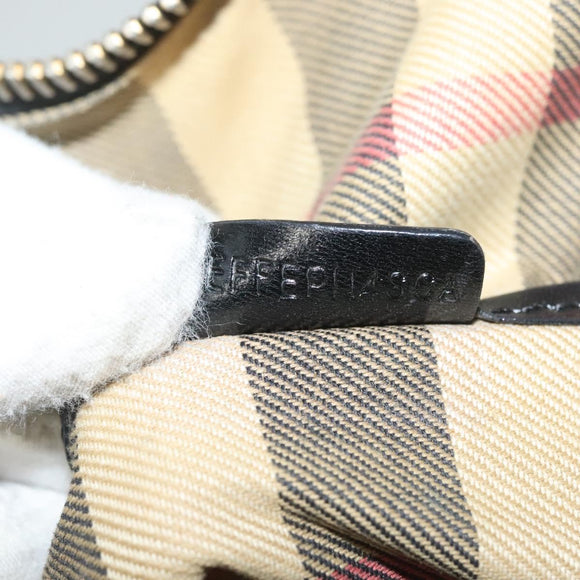 BURBERRY Hand Bag Leather Black Gold Auth bs28007