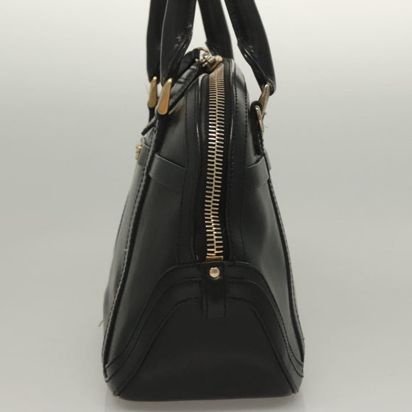 BURBERRY Hand Bag Leather Black Gold Auth bs28007