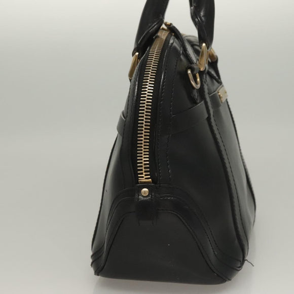 BURBERRY Hand Bag Leather Black Gold Auth bs28007