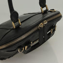 BURBERRY Hand Bag Leather Black Gold Auth bs28007-6