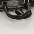 BURBERRY Hand Bag Leather Black Gold Auth bs28007-7