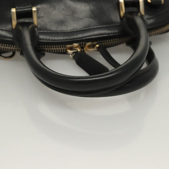 BURBERRY Hand Bag Leather Black Gold Auth bs28007