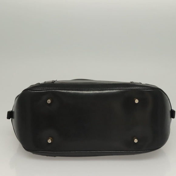 BURBERRY Hand Bag Leather Black Gold Auth bs28007