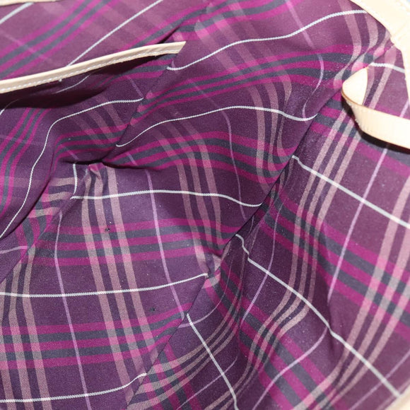 BURBERRY Blue Label Tote Bag Canvas Beige Silver Auth bs28008