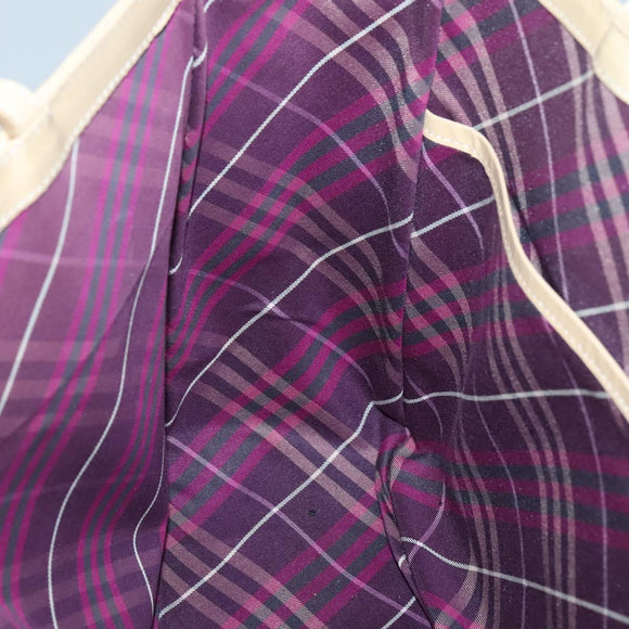 BURBERRY Blue Label Tote Bag Canvas Beige Silver Auth bs28008