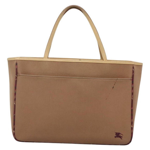 BURBERRY Blue Label Tote Bag Canvas Beige Silver Auth bs28008