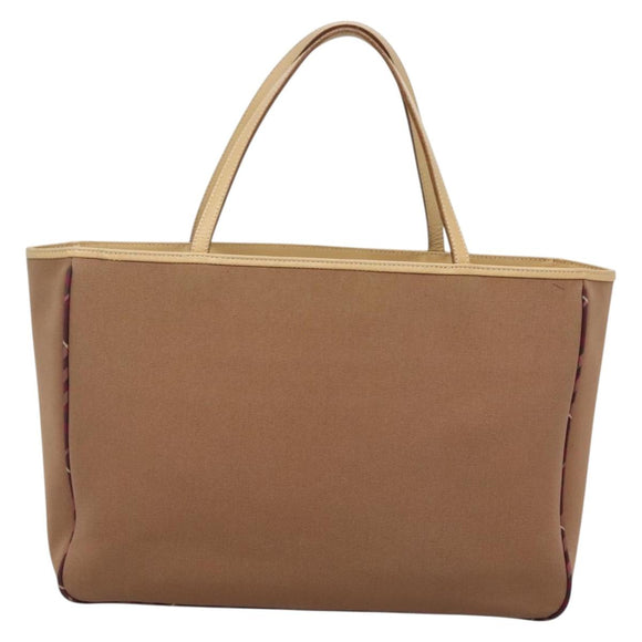 BURBERRY Blue Label Tote Bag Canvas Beige Silver Auth bs28008