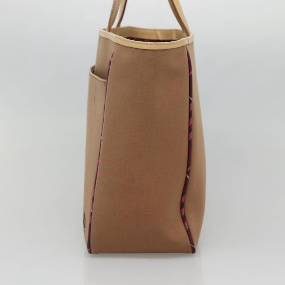 BURBERRY Blue Label Tote Bag Canvas Beige Silver Auth bs28008