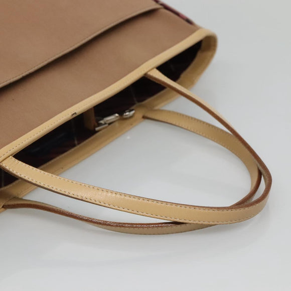 BURBERRY Blue Label Tote Bag Canvas Beige Silver Auth bs28008