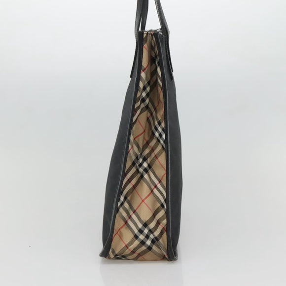 BURBERRY Tote Bag Nylon Black Silver Auth bs28010