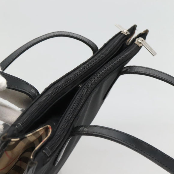 BURBERRY Tote Bag Nylon Black Silver Auth bs28010