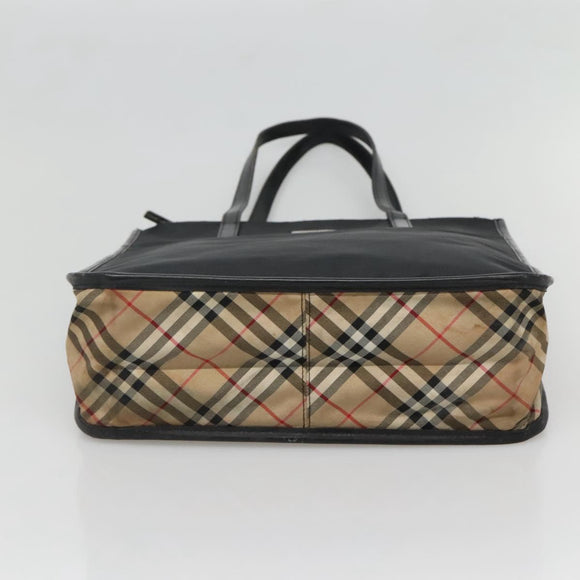 BURBERRY Tote Bag Nylon Black Silver Auth bs28010