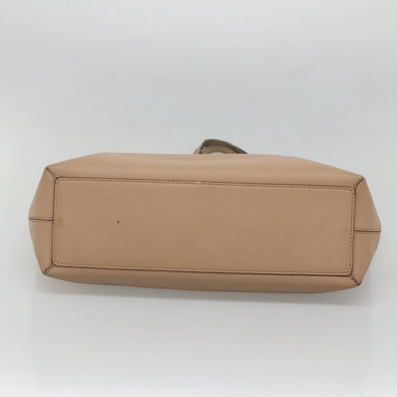 BURBERRY Tote Bag Leather Beige Gold Auth bs28011