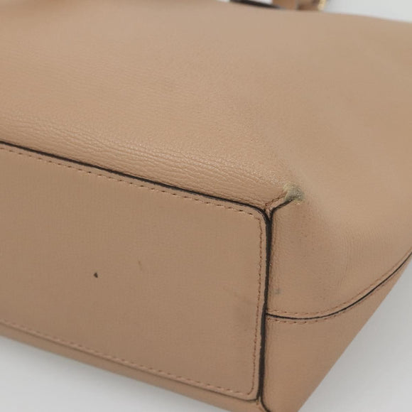 BURBERRY Tote Bag Leather Beige Gold Auth bs28011