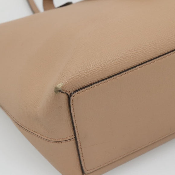 BURBERRY Tote Bag Leather Beige Gold Auth bs28011