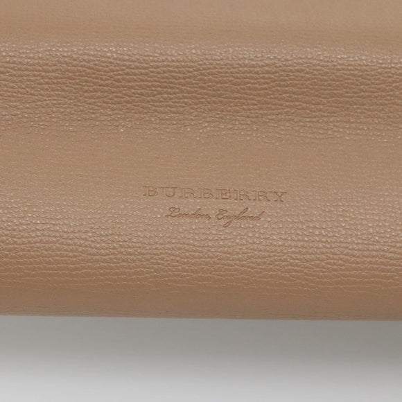 BURBERRY Tote Bag Leather Beige Gold Auth bs28011