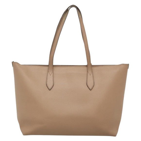 BURBERRY Tote Bag Leather Beige Gold Auth bs28011