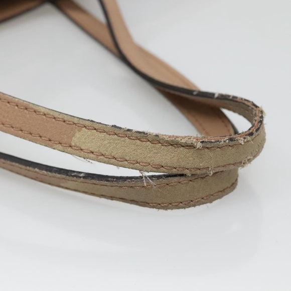 BURBERRY Tote Bag Leather Beige Gold Auth bs28011