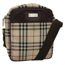 BURBERRY Nova Check Shoulder Bag Nylon Beige Silver Auth bs28012-1