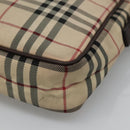 BURBERRY Nova Check Shoulder Bag Nylon Beige Silver Auth bs28012-15