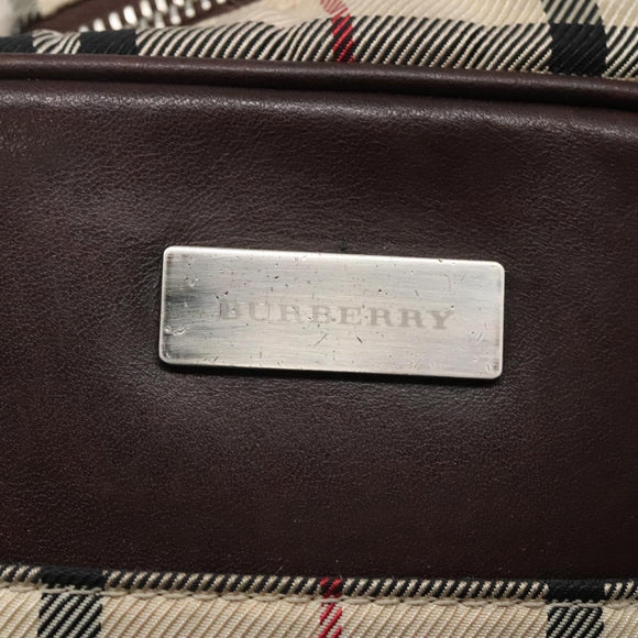 BURBERRY Nova Check Shoulder Bag Nylon Beige Silver Auth bs28012