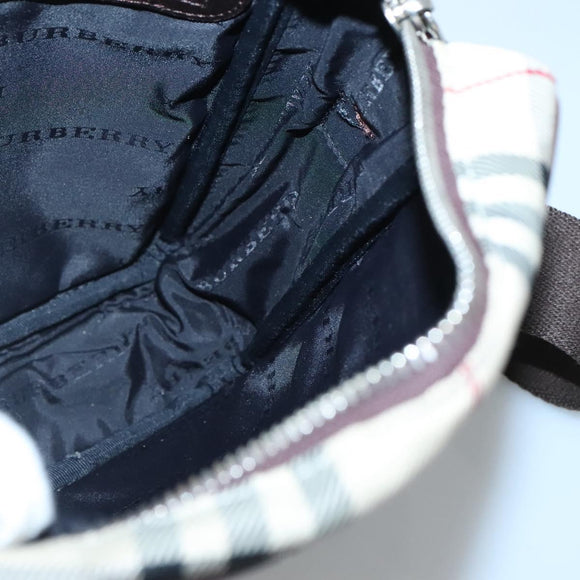 BURBERRY Nova Check Shoulder Bag Nylon Beige Silver Auth bs28012