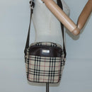 BURBERRY Nova Check Shoulder Bag Nylon Beige Silver Auth bs28012-21