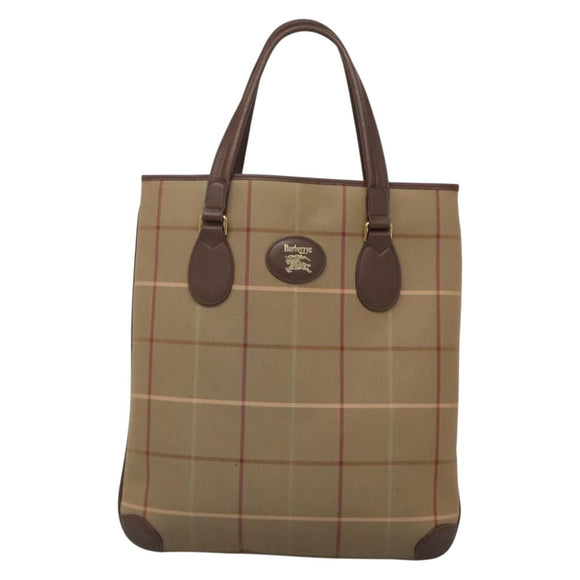 Burberrys Nova Check Tote Bag Canvas Beige Gold Auth bs28014