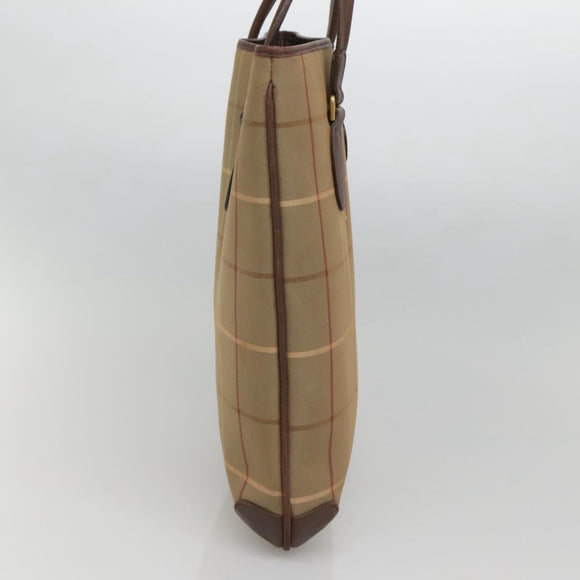 Burberrys Nova Check Tote Bag Canvas Beige Gold Auth bs28014