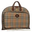 Burberrys Nova Check Garment Cover Canvas Leather Beige Gold Auth bs28016-1